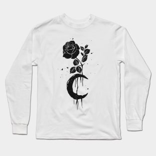 Black rose and moon Long Sleeve T-Shirt